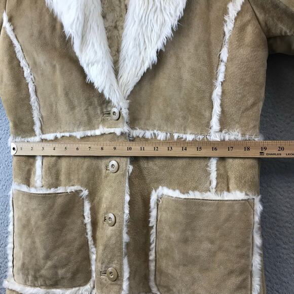 Wilsons Leather Maxima Tan Long Suede Jacket size S w/ faux fur Lining - Picture 9 of 13